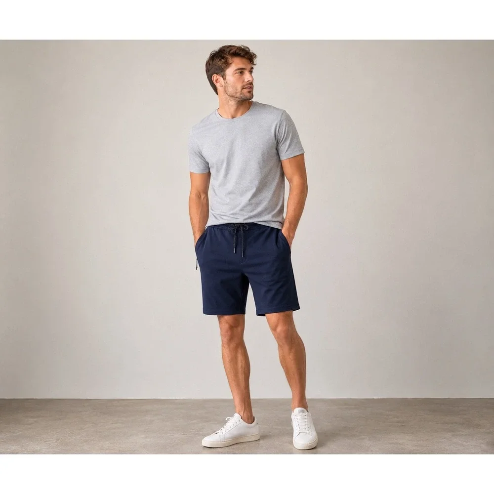 Mack Weldon Ace Sweatshort Navy Blue Mens Size L Cotton Blend French Terry